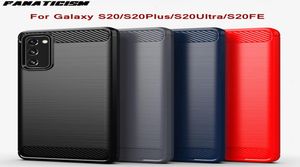 50PCSLOT Hybrid Armor Cases for Galaxy S20 Carbon Fiber TPU Case Samsung S20Plus S20ultra S20fe stockproof Silicone Borsted Cover4633073