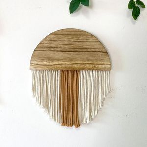 Tapissries Bohemian Wood Tassel Tapestry Modern minimalism Lång halv rund makramvägg hängande prydnad