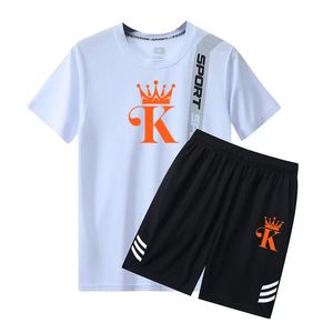 Summer Męskie Tshirtss Suit Men Sports Printing Casual Fashion Shortsleeved Tshirt Set Joggers 240328