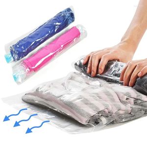 Storage Bags Clothes Compression Hand Rolling Clothing Plastic Vacuum Packing Sacks Travel Space Saver For Luggage