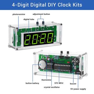 TJ-56-428 4-cyfrowe cyfrowe zestawy zegara DIY z akrylową powłoką, zestaw lutowniczy budzik z budzikiem DIY do nauki elektroniki