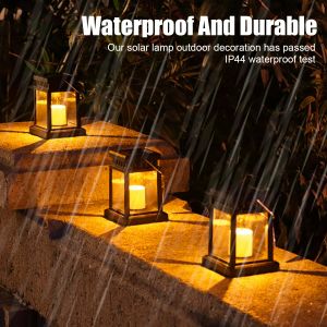 Solar Candle Lantern Auto On/Off Waterproof Solar Landscape Light Hanging Lantern Lights For Garden Path Yard Walkway Decor