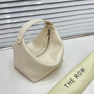 The Row Lunch Box Bag 2023 New Cowhideニッチデザインハイエンド感触ハンドバッグ女性革ハンドバッグ240328