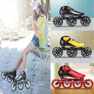 أحذية السرعة SPEED SKATES Professional Racing Children 3WHEELED SKATES STROMER STROW LARGE 4 Wheels Inline Roller Skating Shoes