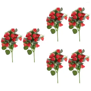 Dekoratif Çiçekler 6 Pcs Berry Simüle Çilek Gelin Yemek Masası Aksesuarları Sahte Ahududu Meyve Dekor Pvc Fake