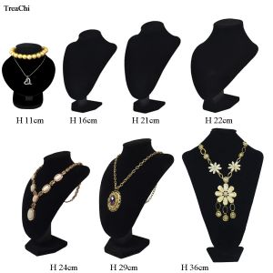 Display Black Necklace Jewelry Display Choker Rack Veet Pendant Organizer Mannequin Holder Chain Beads Showing Bust Stand