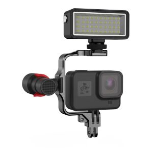 Para o suporte de liga de alumínio da GoPro 12, enchra luz de LED submersível à prova d'água leve para a GoPro Hero 12 11/10/9 SJCAM Akaso DJI Câmera