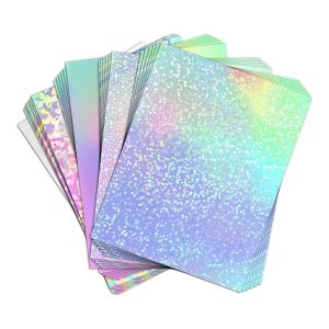Papier 24 Blätter Vinyl -Aufkleberpapier für Tintenstrahldrucker Druckbares glänzendes Aufkleberpapier und holographische Laminatblätter