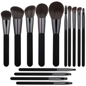 Privatetikett Black Makeup Brushes Set Professional Foundation Powder Contour Eyeshadow Make Up 240403