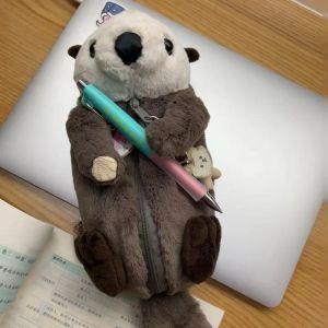 Taschen Kawaii Bestevers Sea Otter Bleistift Hülle Plüsch Meer Otter Doll Bleistift Beutel Make -up -Tasche gefüllte tierische stationäre staplerys bag