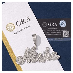 Moissanite Подвесной проход Алмазный тестер стерлинги Sier Custom Name Ожерелье хип -хоп ювелирные изделия для мужчин