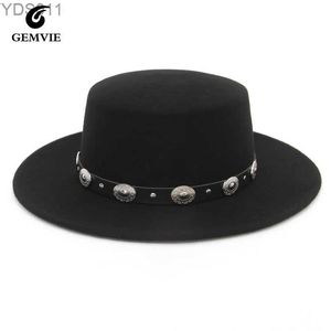 Breda brimhattar hink 100% ull kvinnor mens gris skin hatt pappa platt botten fedora gentleman gambler rodd cowboy trilby storlek 55-57cm yq240403