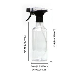 Plast tom sprayflaska 16,9 oz/500 ml 2 pack tunga sprutflaskor dimma/strömvattenflaska för rengöringslösningar,