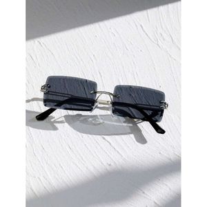 1PAIR MEN RIMLESS TINTEDレンズスクエアフレームファッションメガネ長方形のサングラスUV保護