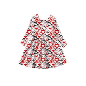Valentine Day sets kids clothes girl heart milk silk Dresses lovely baby Toddler outfit Knee Length Clothing 240403