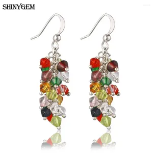 Dangle Earrings ShinyGem 4mm Geometric Glass Crystal Jewelry Fashion A Pair Elegant Handmade Grape Shape Long Drop For Women