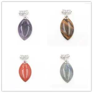 Pendant Necklaces FYJS Unique Silver Plated Marquise Shape Labradorite Stone Amethysts Jewelry