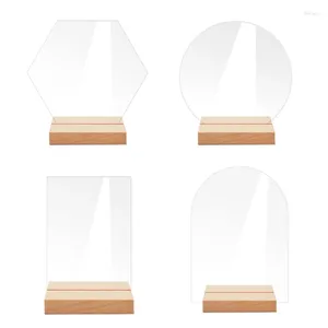 Party Decoration 10pcs Wedding Table Sign Number Holder With Wood Base Display Stand For Restaurant El Place Card Clear Frame E7CB