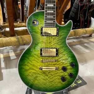 Guitarra elétrica personalizada, cor verde, corpo de mogno, braço de pau -rosa, hardware dourado, bordo da nuvem, navio livre à esquerda direita