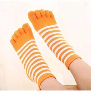 Meias masculinas 5 pares crianças listradas cinco dedos curtos bebê meninos meninas algodão estilo coreano primavera outono quente split toe presente