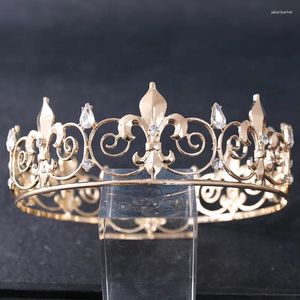 Hair Clips Luxury Crystal Round Crown Tiara Rhinestone Prom Diadem For Women Men Bridal Wedding Accessories Jewelry