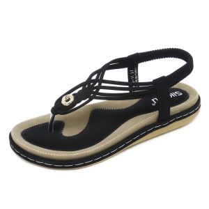 Boots Timetang Women Shoes Comfort Sandals Summer Flip Flops Högkvalitativa platt sandaler Gladiator Sandalias Mujer Black Size 3642 E151
