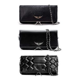 7A Pochette Rock Swing Your Wings Bag Womens Tygväskor för kvinnors handväska axelman äkta läder Zadig voltaire kedja lyxmode koppling klaff kors kropp