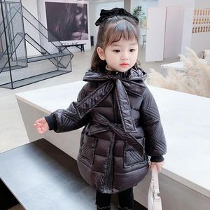 Вниз пальто Hylkidhuose Mabon Girls Coats 2024 Осенняя зимняя девочка детей с прокладкой тепло