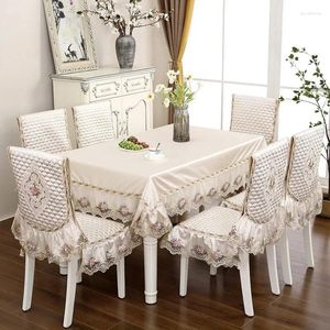 Table Cloth Lace Tablecloth Gold And Jade Dining Chair Set Cover Cushion Backrest Rectangula