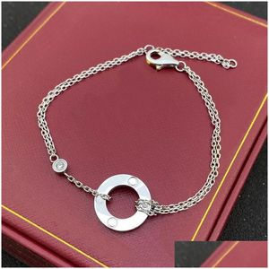 Bangle New Style Titanium Steel Chain Armband Armband med Diamond Bangles Kvinnor Lyxig designer Presentbrev C Home Rose Non Fa otysb