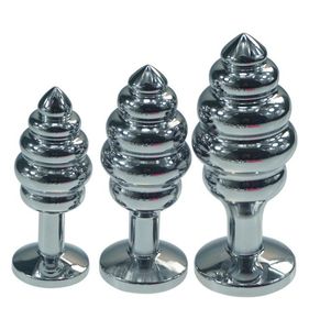 3st som 1 Set Large Medium Small Silicone Steel Anal Plug Heart Thread Form Metal Butt Insert Gay Anus Sex Toys Product D181115025463497