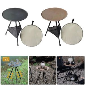 Furnishings Camping Folding Table Aluminum Alloy Outdoor Furniture Telescopic Adjustable Round Table Triangular Lightweight Desk for Camping