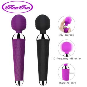 Massager Man Nuo 10 velocidades poderosas brinquedos de clitóris de varinha mágica para mulheres massageador de vibrador Produto de sexo adulto