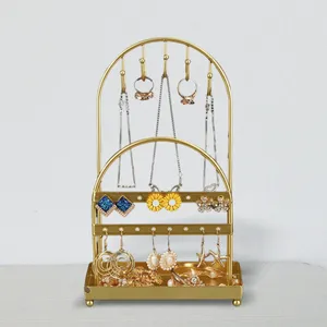 Smyckespåsar Display Stand Holder Home Rings Earring Storage Metal Tablett Rack Halsband Hanger