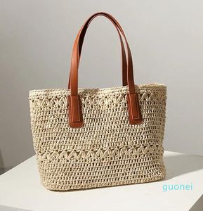 Bolsa de palha de palha tecido feminino cesta de vime bolsas de compras de moda feminina feminina