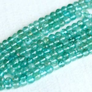 Loose Gemstones Wholesale Natural Genuine Clear Blue-Green Apatite Fluorapatite Round Gemstone Beads 15" 05010