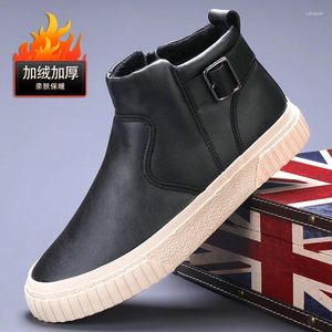 Casual Shoes 2024 Men Black Winter Warm Plush Foder Male Mid Cut Sneaker dragkedja Ankelstövlar 38-44