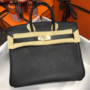 Äkta läder BK Designer Handbag Master Lius Manual Wax Thread Sewing Bag Togo Leather Lychee Mönster Handväska 25 30