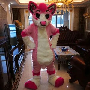 2024 Pink Fursuit Husky Mascot Costume Roupa de jogos de festa publicitária Carnaval Halloween Adult Christmas