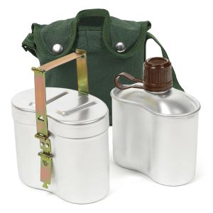 Supplies Canteen de alumínio portátil com copo e capa Kit de bagunça de cozinha de acampamento ao ar livre para fazer um piquenique de mochila para caminhadas