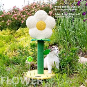 Flower Catch Board Sisal Claw Grinder Jumping Platform Teasing Cat Scratching Post Cat Climbing Frame Pet Toy 240403