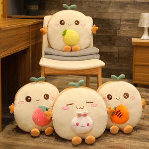 Fruit Animal Cheese Bread Hand Warming Three-in-One with Blanket Pillow Car Long Grass Air-conditioning Pillow for Students Nap