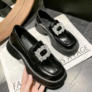 Loafers Luxury Design Crystal Square Women's Platform Shoes Women's Casual Loafers Lolita Shoes For Girls Mary Jane Shoes