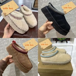 مربع مع نساء Tazz Slippers Tasman Fur Slides الكلاسيكية بذور الخردل الفائقة منصة Mini Boot Slip-on