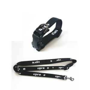 Designer Pet Dog Collar Towing Rope Set Black White Red Pet Collar Classic Letter Logo Collar Traction Rope Dog Leases 2 Piece Set
