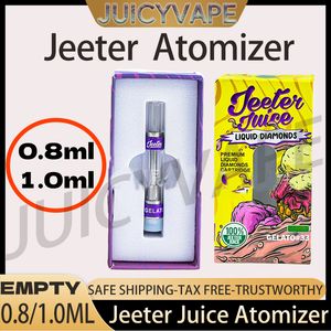 Partihandel Original J Eeter Juice Premium Cartridge 0.8 ml 1,0 ml Keramiska spolvagnar Tom tank för tjocka oljepatroner 510 Tråd Atomizers med förpackning 10 stammar