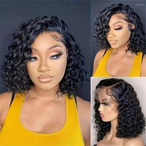 Wig 13X4 Bob Lace Front Human Hair Wigs 13X6 HD Curly Deep Wave Frontal Brazilian Water For Black Women 744 s al