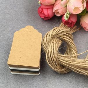 Party Decoration 200Pcs/lot Gift Tags 200pcs String DIY Label Luggage Kraft/white/black Paper Wedding Blank Hang Tag 5x3cm