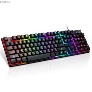 Teclados USB Wired Gaming Keyboard 104 Teclado Mechanical Feeling Gamer Teclado para Computerl2404