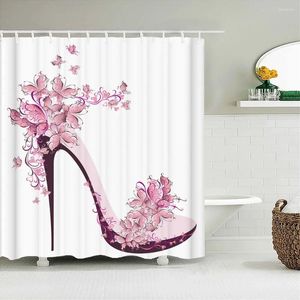 Shower Curtains Waterproof Curtain Modern Romantic Love Flower Printed Bath Polyester Fabric Home Decor With Hooks